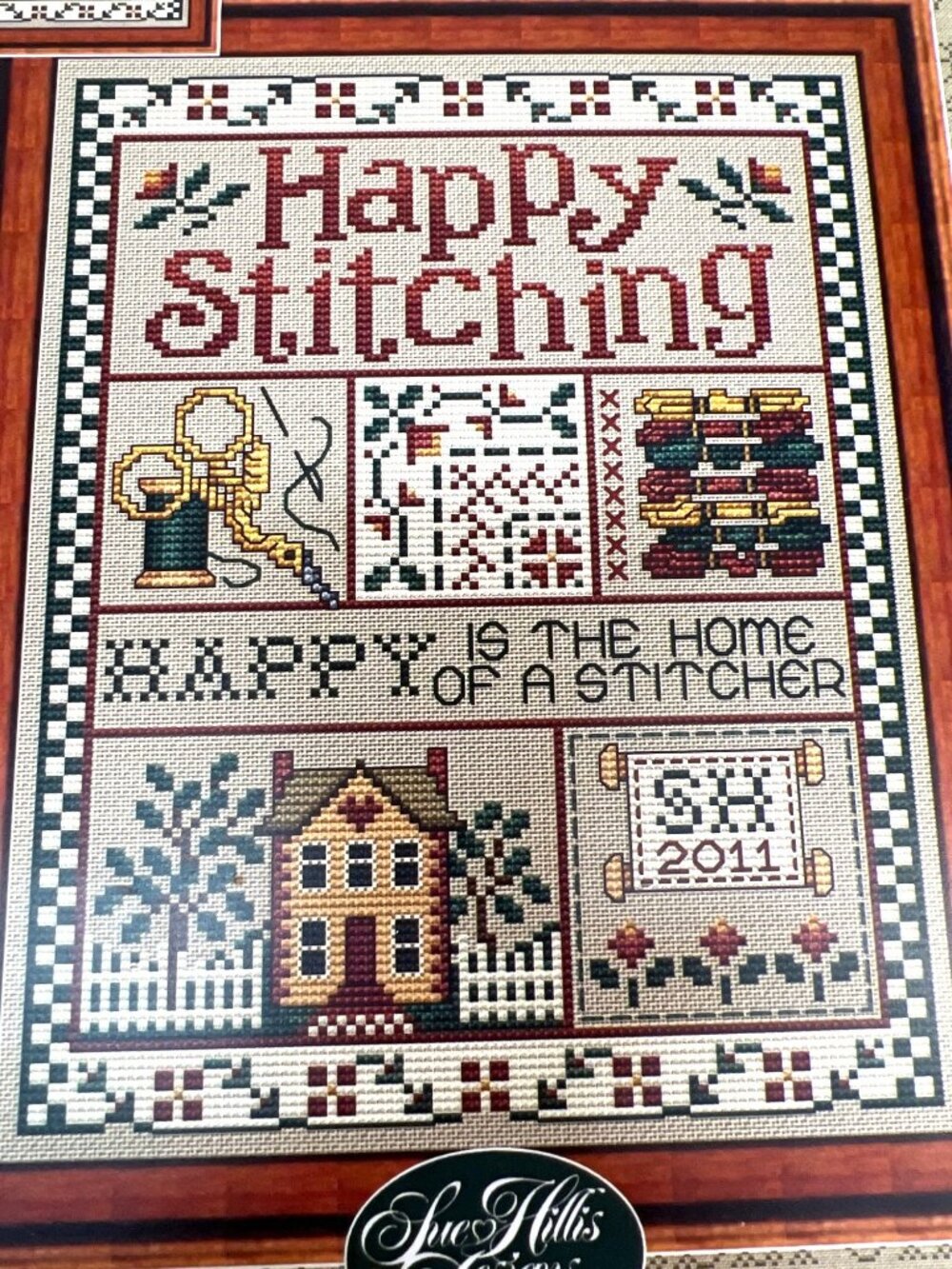 RARE Happy Stitching Cross-Stitch Pattern By Sue Hillis Design